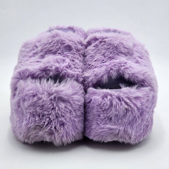 YRU Gravity Light Purple Faux Fur Platform Slides Sandals Size 7 - Picture 9 of 10
